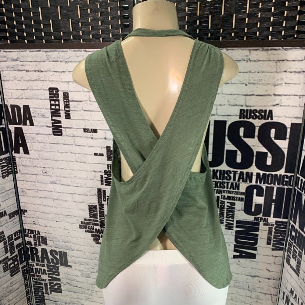 Nux L Green Open Back Moisture Wicking Tank Top
